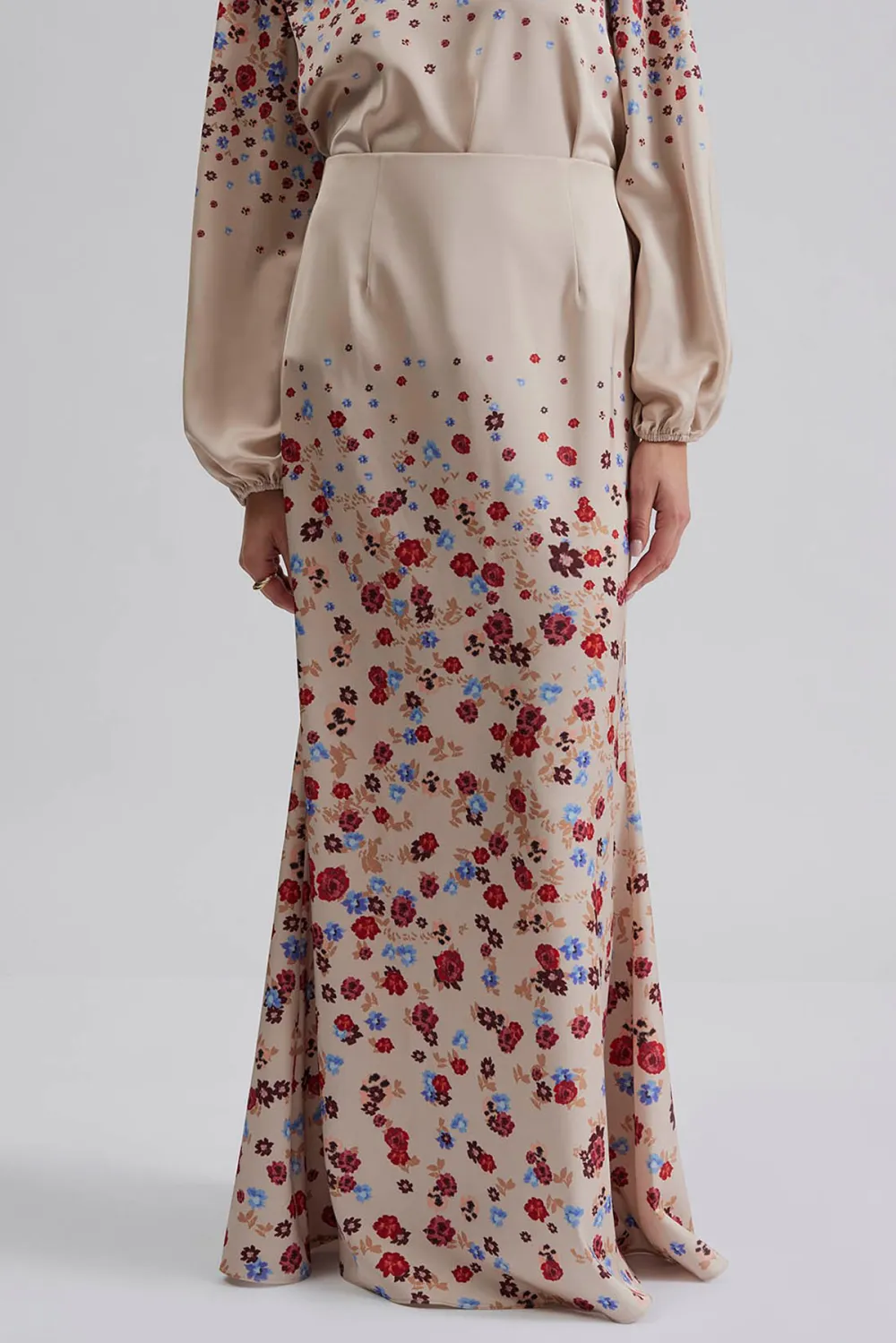 Floral Dot Print Maxi Skirt