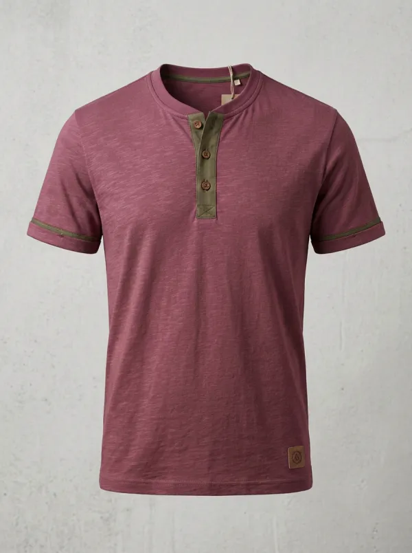Men's Button Placket Henley Shirt