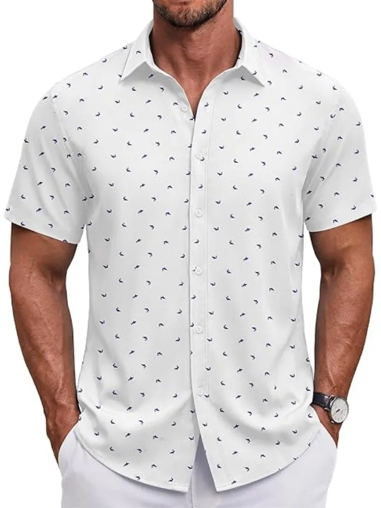 S Short Sleeve Casual Button-Down Shirt