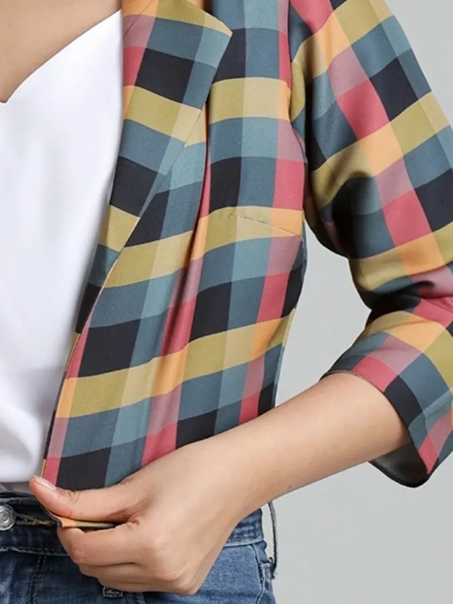 Modern Fashion Art Grid-Patterned Women's Jacket