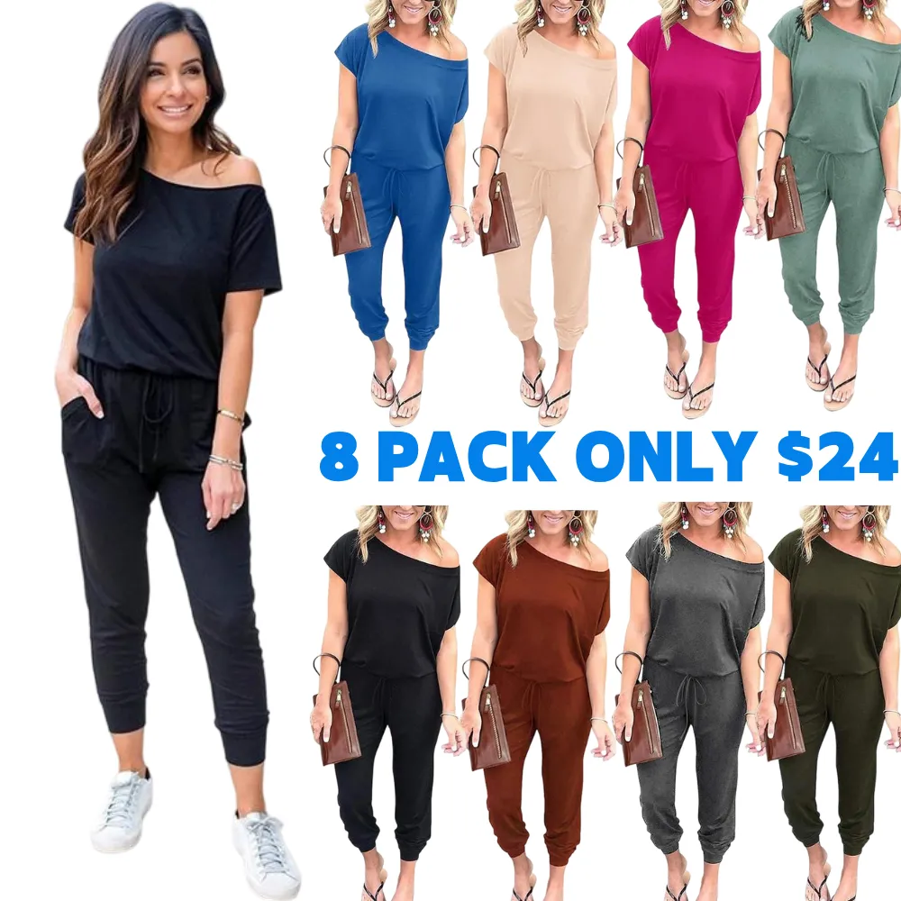 Women's Jumpsuit Off-Shoulder Elastic Waist Stretchy