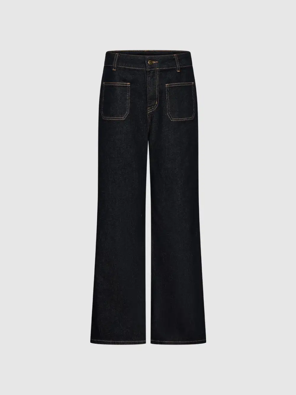 Ladies' Black Retro-Style Wide-Leg Denim Trousers