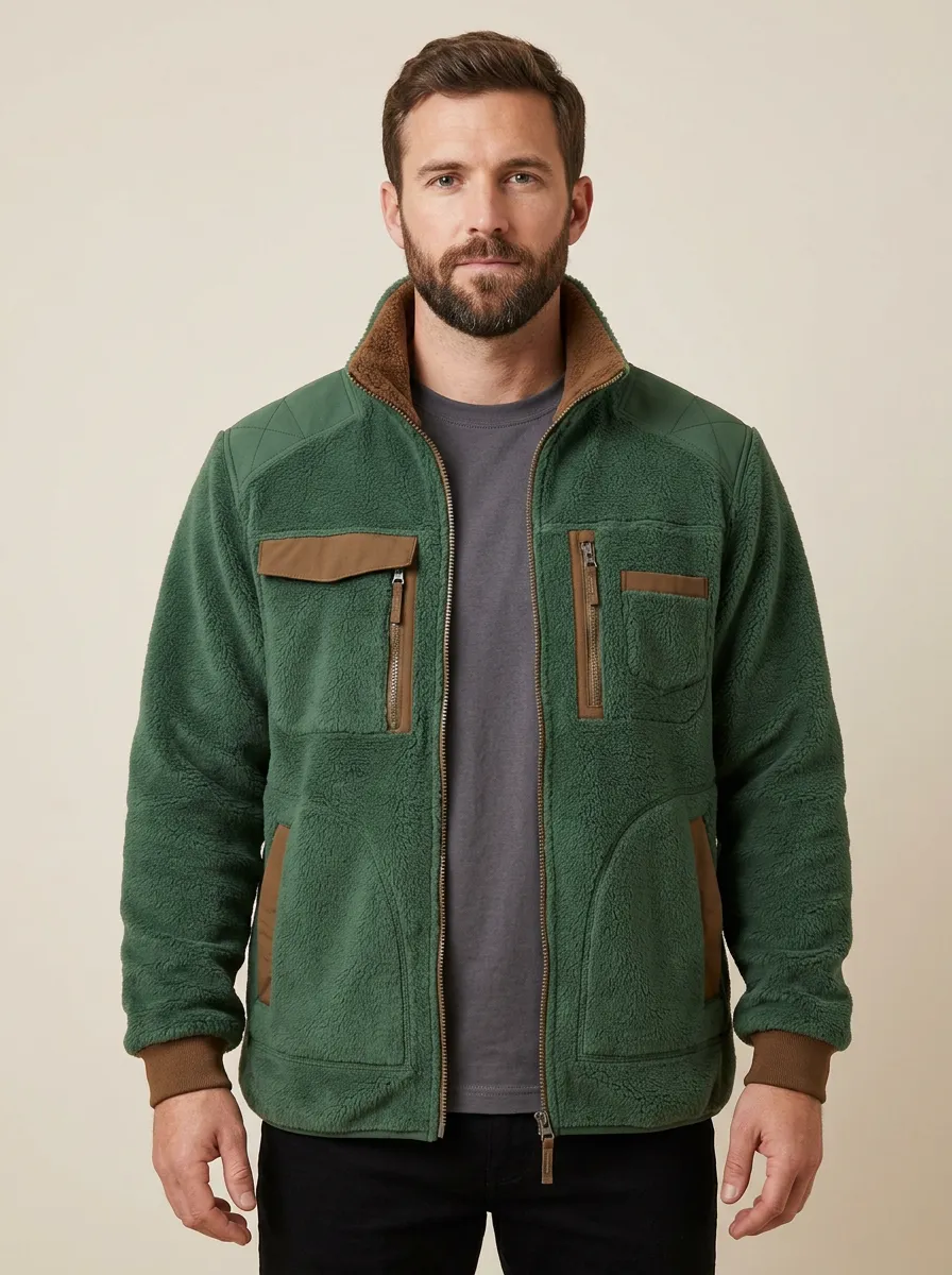 Hiking Contrast Patchwork Fleece Jacket