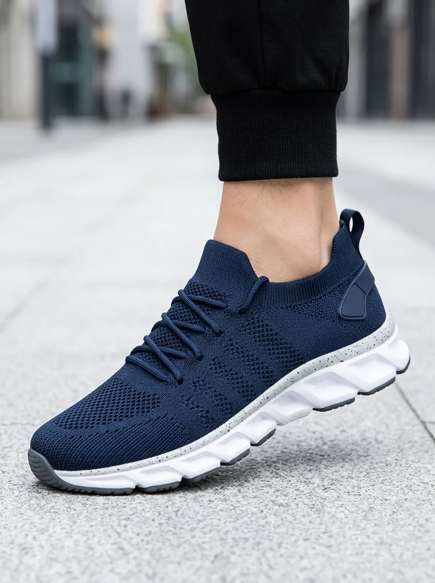 Men's Speckled Sole Mesh Athletic Sneakers