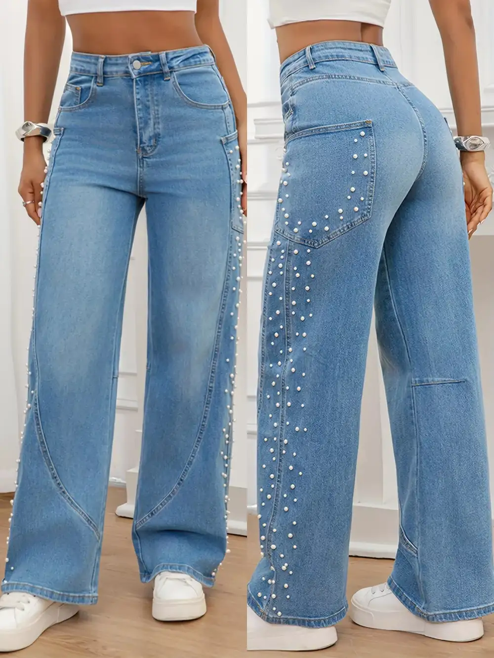 Ruffled Denim Jeans