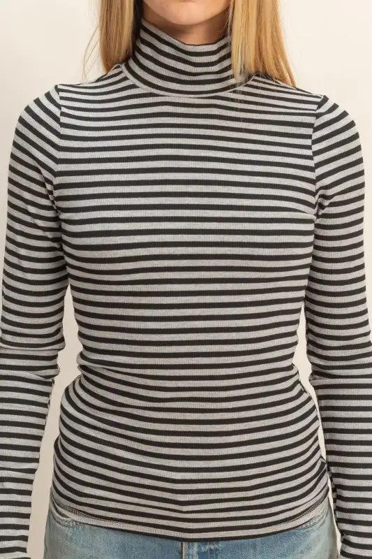 Striped Fitted Mock Top