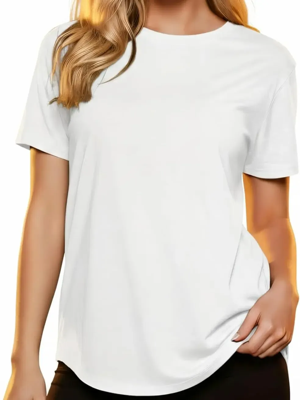 🔥 Women's Solid Color Crew Neck T-Shirt | Casual Loose Fit Basic Tee