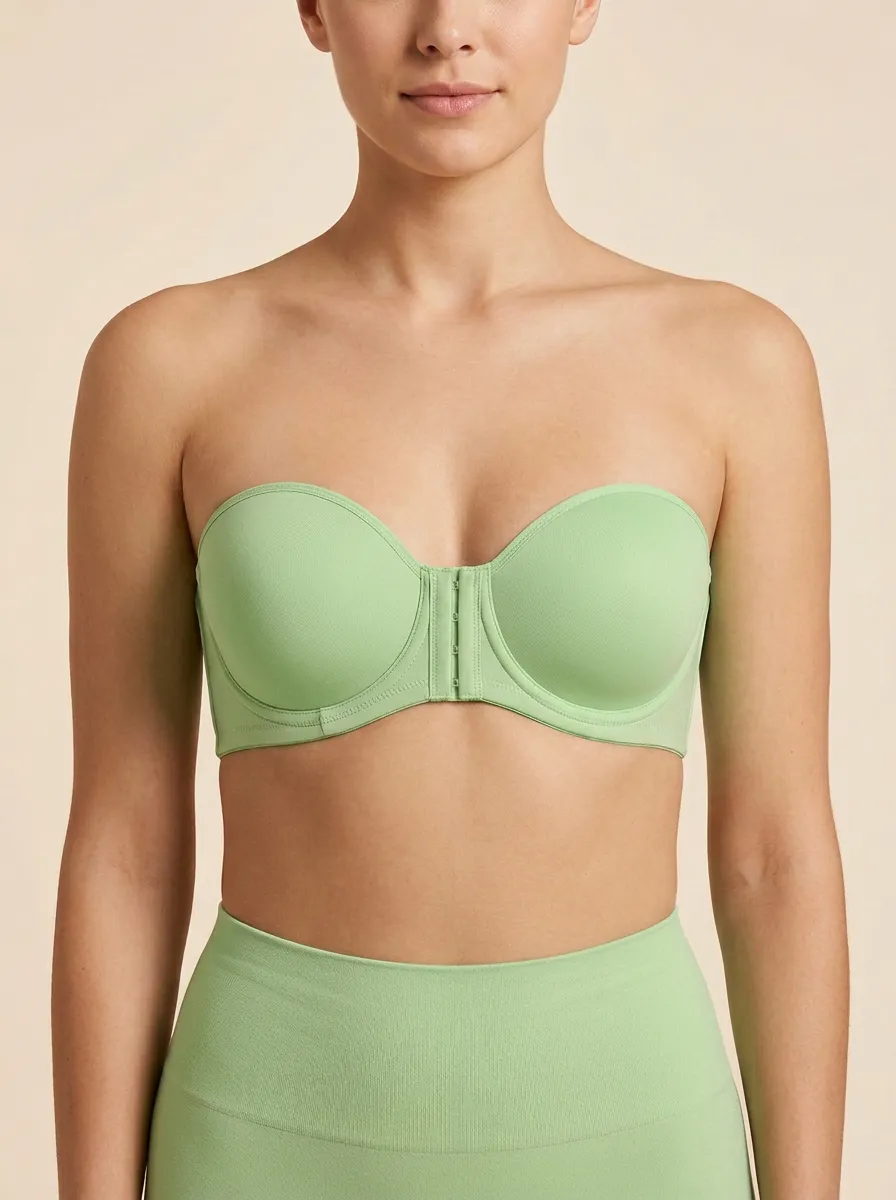 Women's Bandeau-Style Seamless Front-Closure Strapless Bra