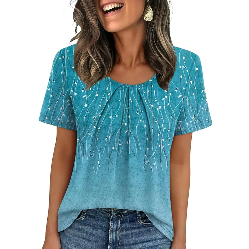 🔥Last Day: 8-Pack Only $24 🎨Women's Pleated Short-Sleeve Top