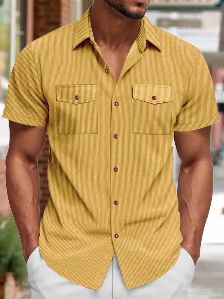 S Relaxed Ribbed Knit Short Sleeve Shirt