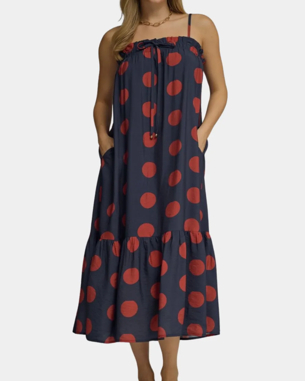 Relaxed Polka Dot Midi Dress
