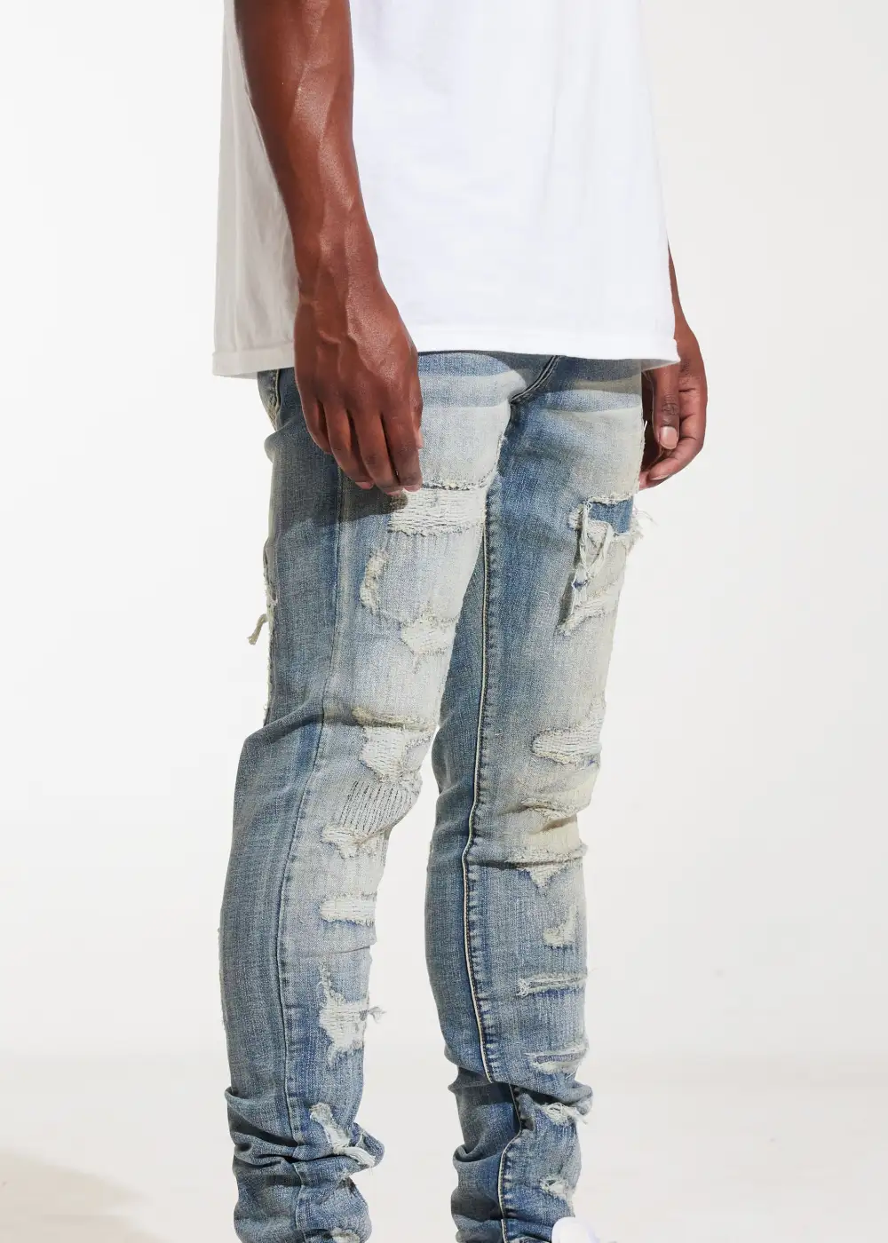 Patchwork Distressed Skinny Jeans