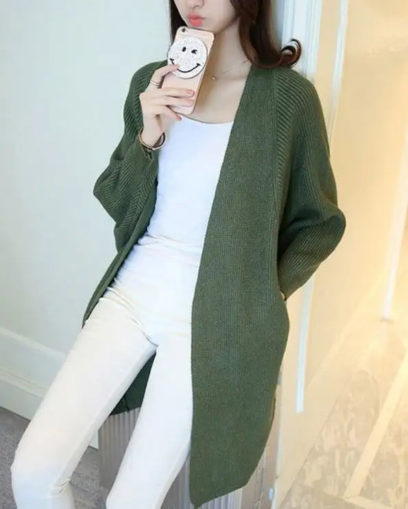 Polyester-Blend V-Neck Longline Relaxed-Fit Cardigan