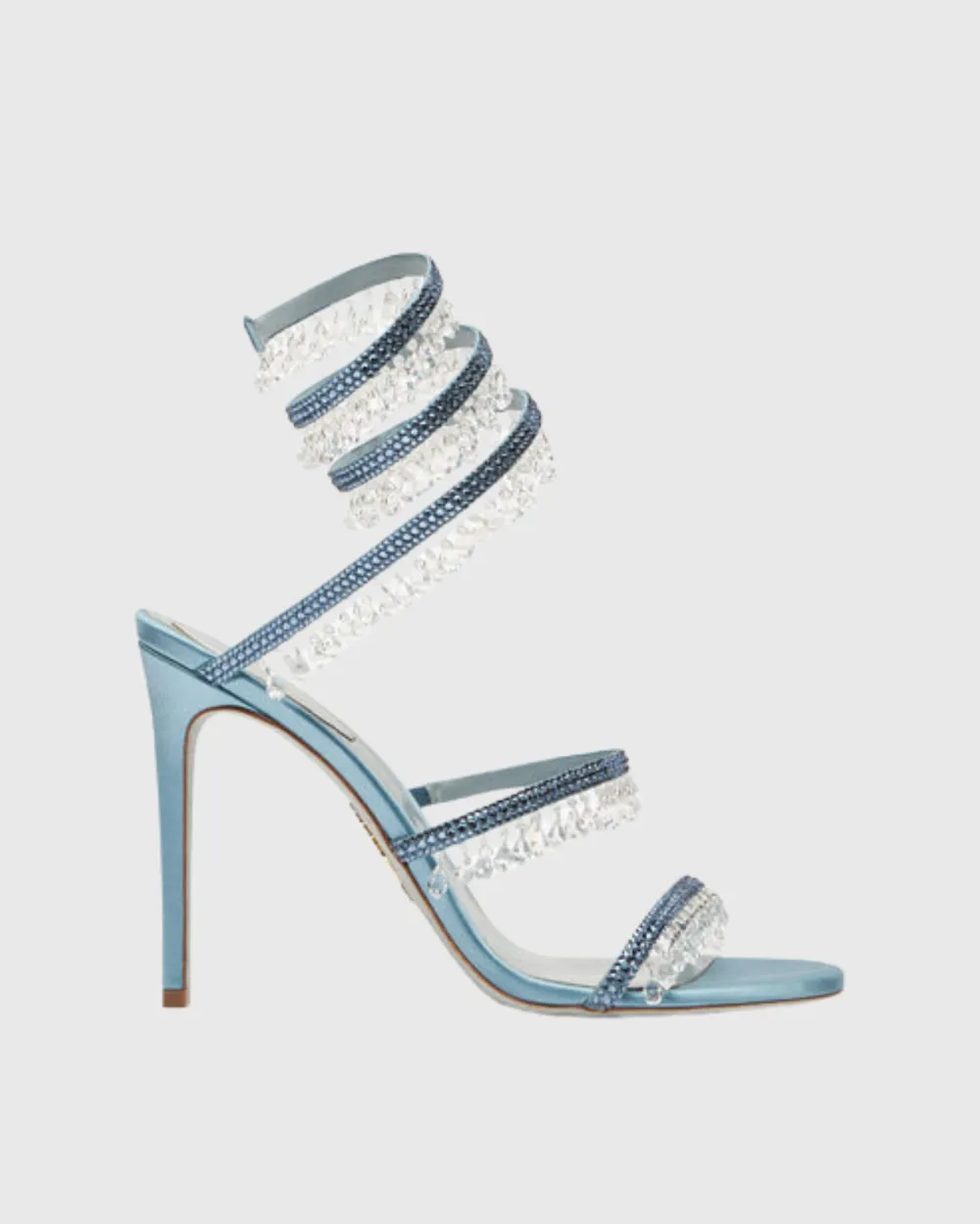 Rhineston Fringe Snake Sandals in Sky