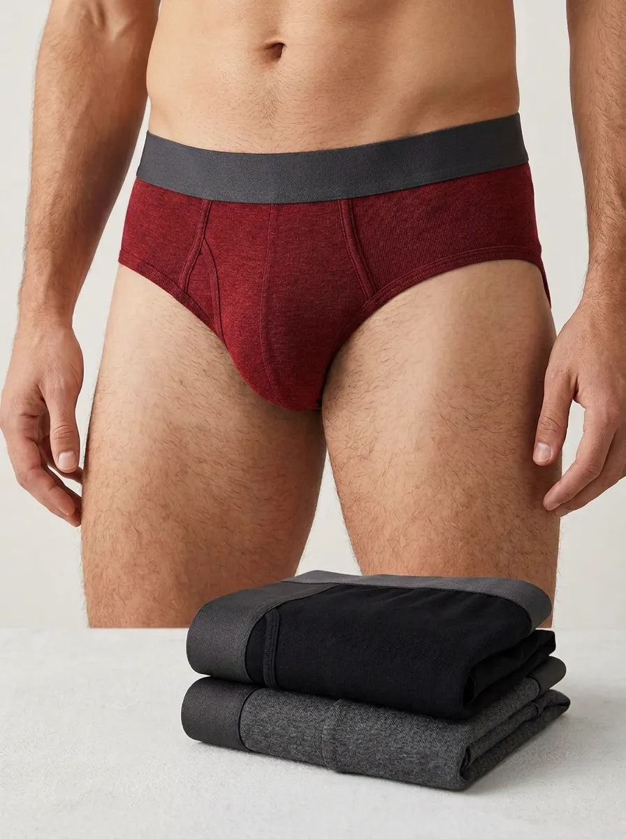 Men's Solid Color Minimalist Printed Briefs
