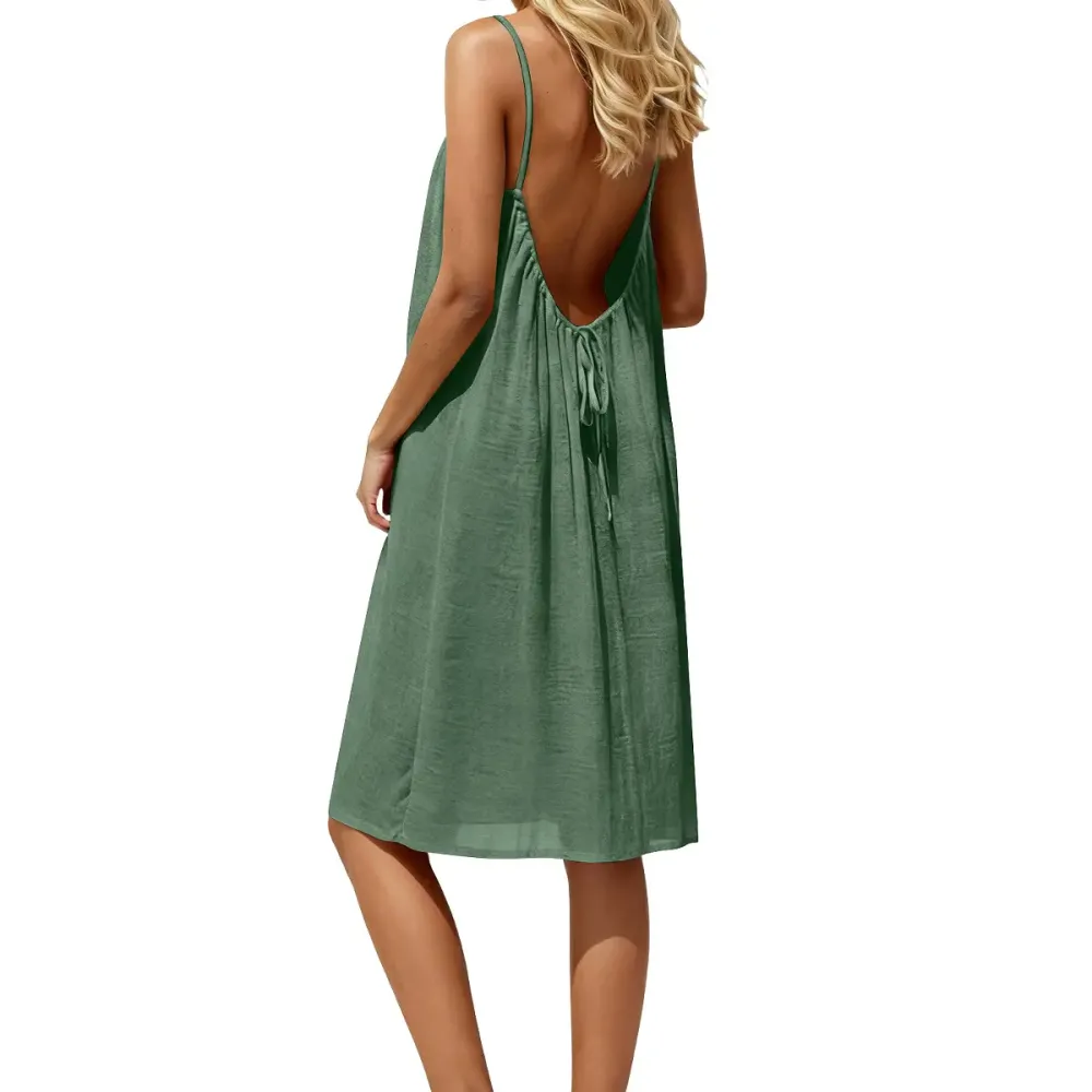 🔥Women's Solid-Color Spaghetti-Strap Loungewear Dress🔥8-Pack -Only $24