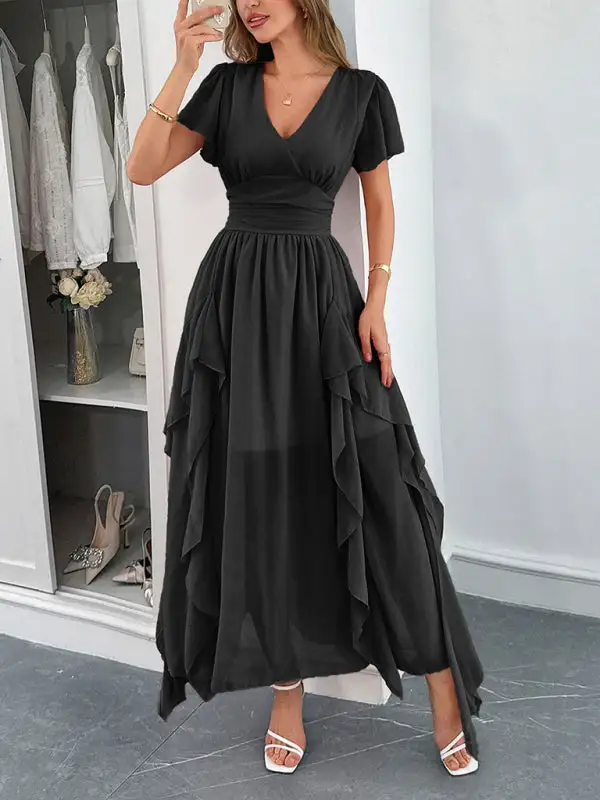 Gathered Detail Short Sleeve Dress