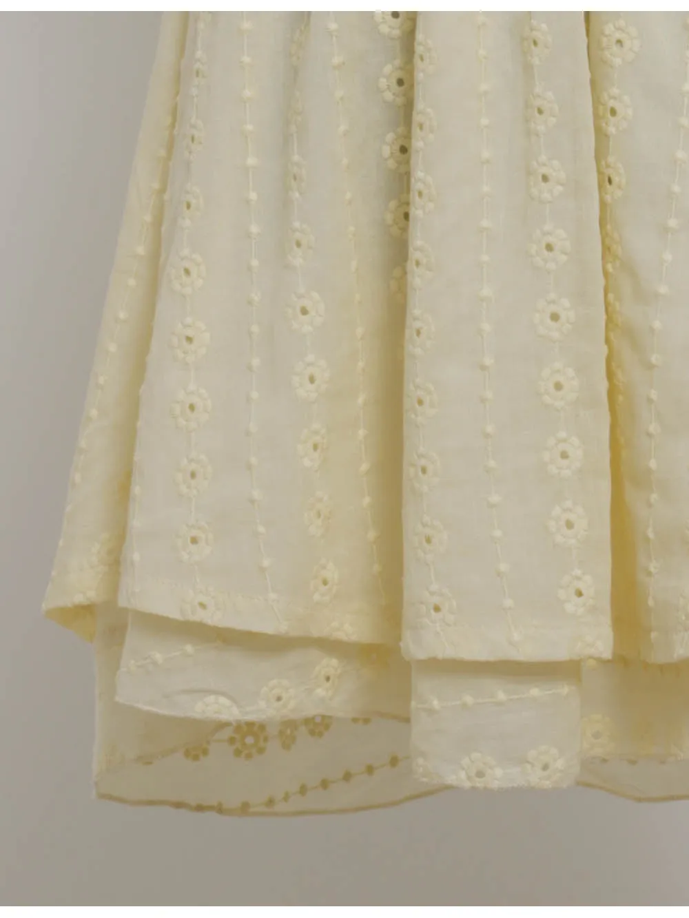 Eyelet Embroidery Square Neck Ruffle Mini Dress