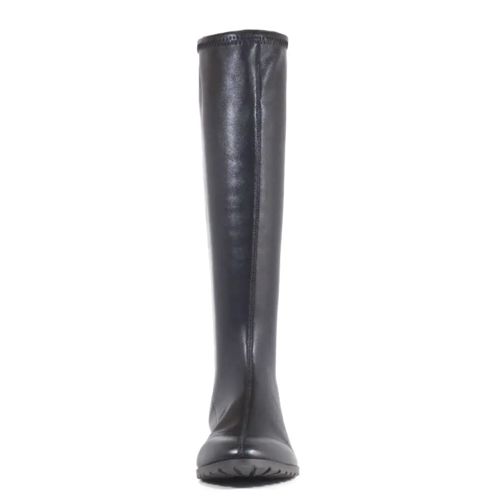 Slip On Low Heel Stretch Knee High Boots