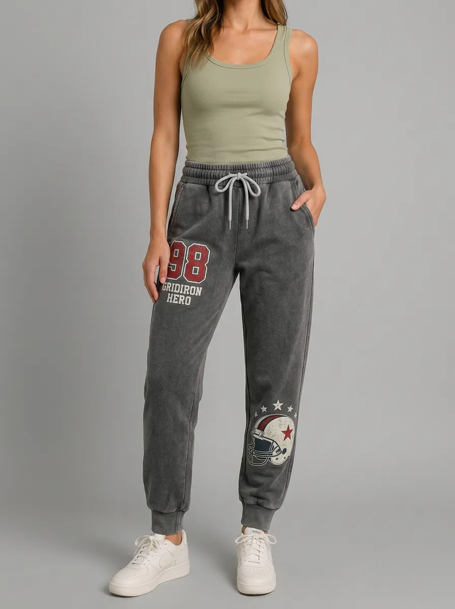 Women's Football Fan Gridiron Hero Helmet Printed Joggers