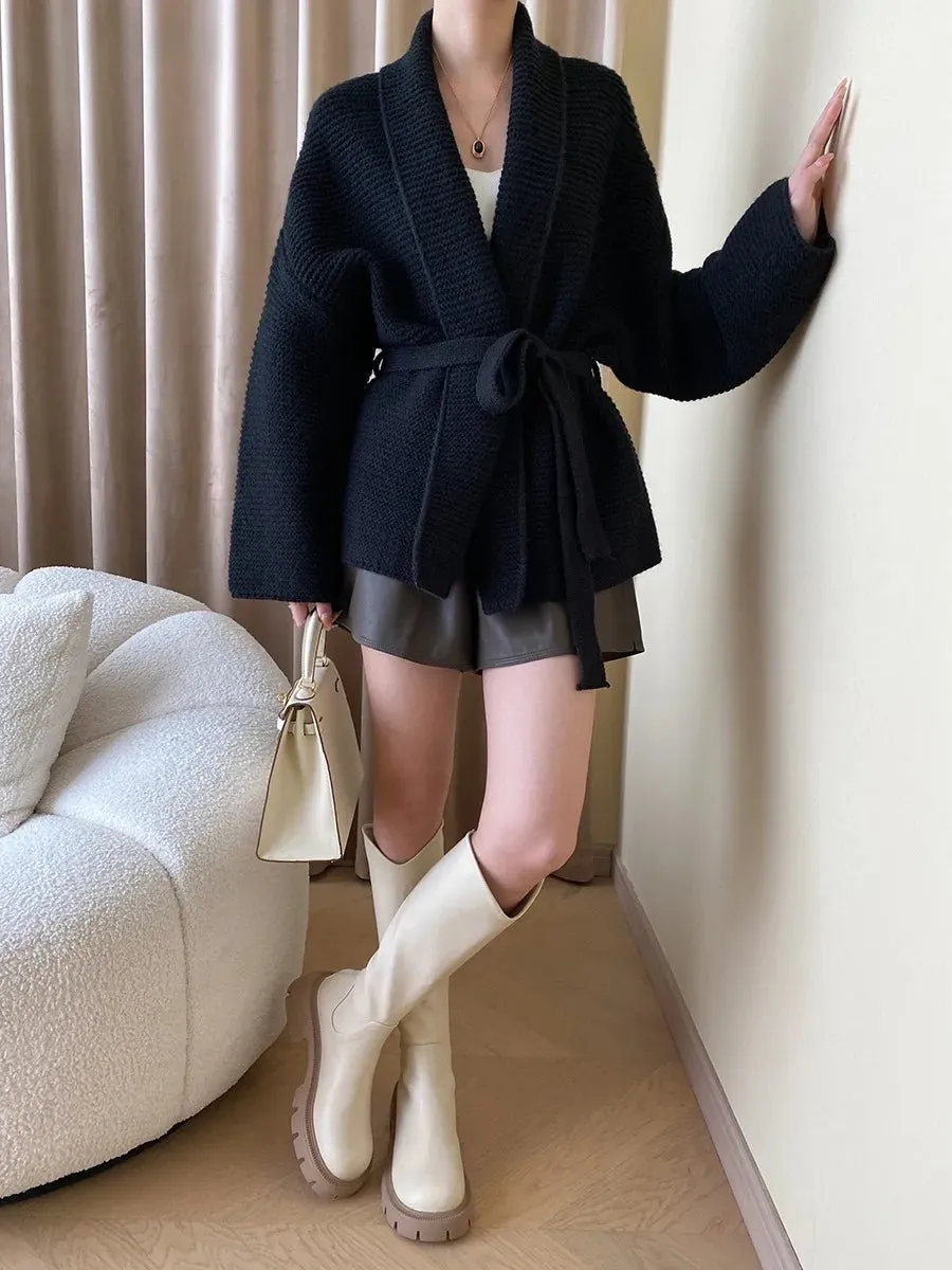 Flowy Knit V Neck Cardigan