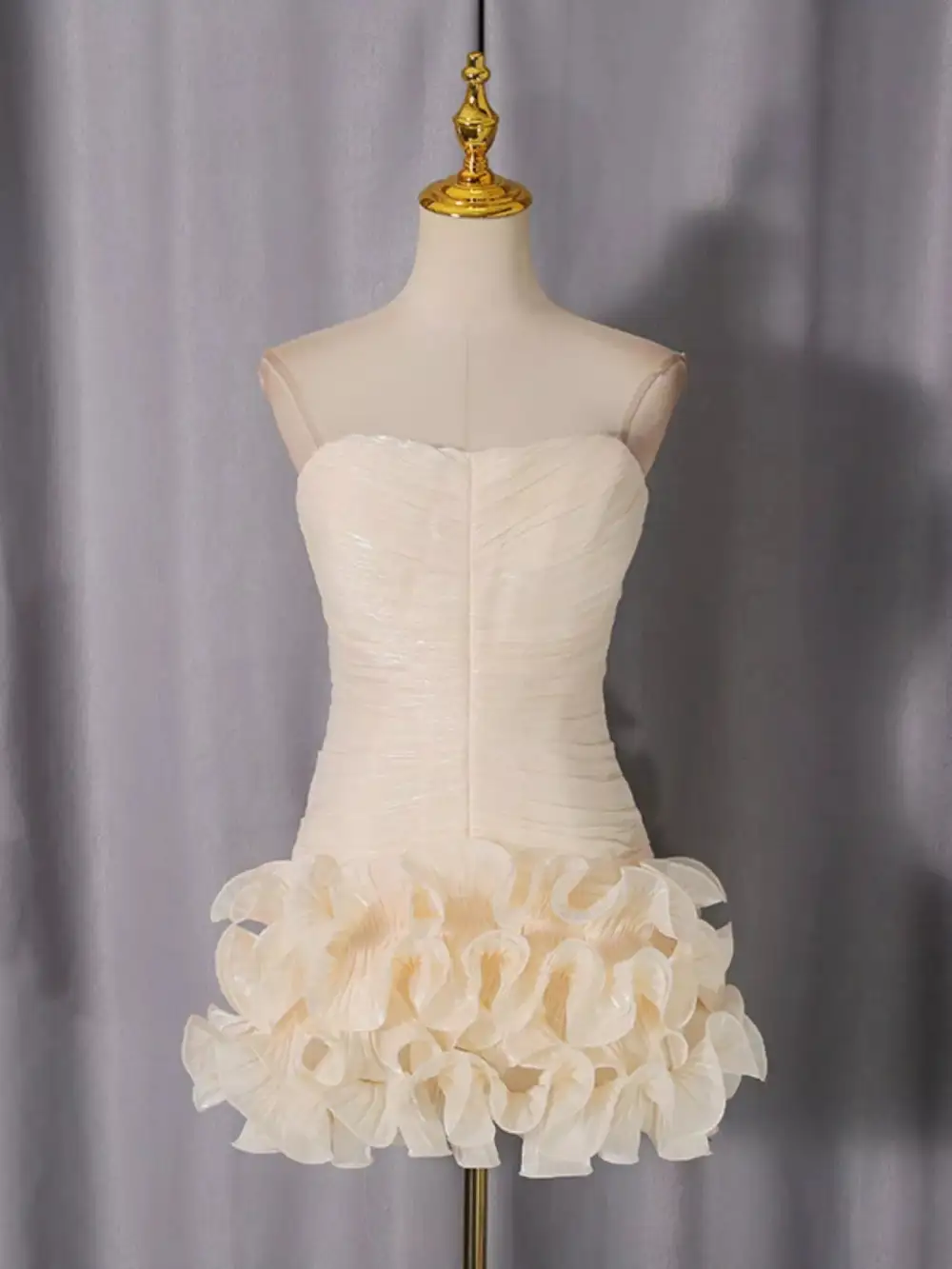 Strapless Ruffle Ruched Mini Dress