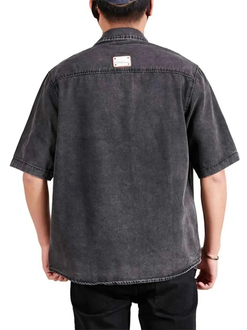Button Up Half Sleeve Denim Shirt