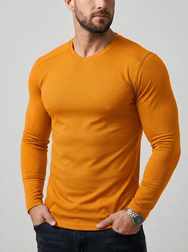 Men's Ribbed V-Neck T-Shirt