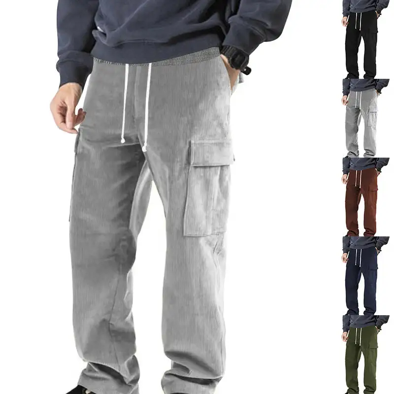 Men's o Cord Cargo Pants Waistband Pockets Cargo Pants