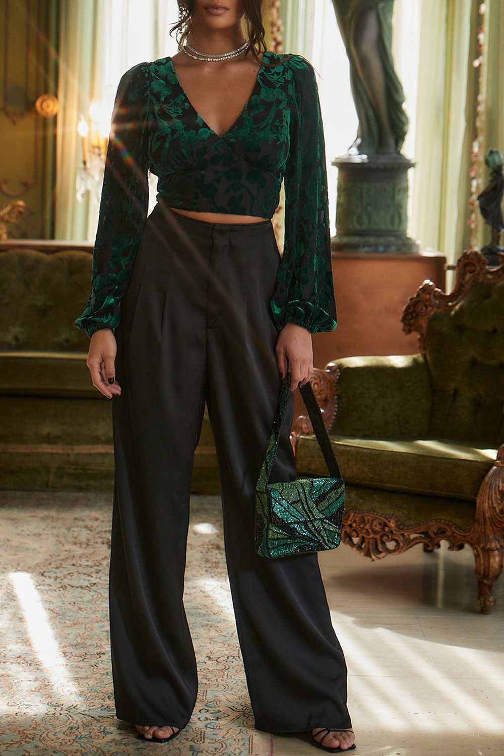 White V-Neck Floral Shirt