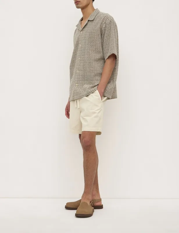 Cream & Black Textured Resort Shirt