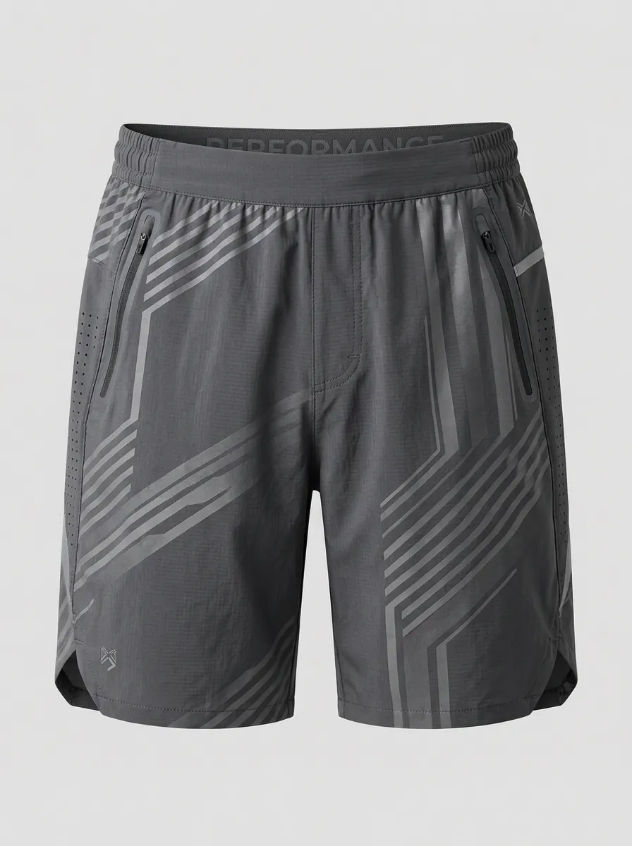 Men's Breathable Geometric Pattern Printed Athletic Shorts
