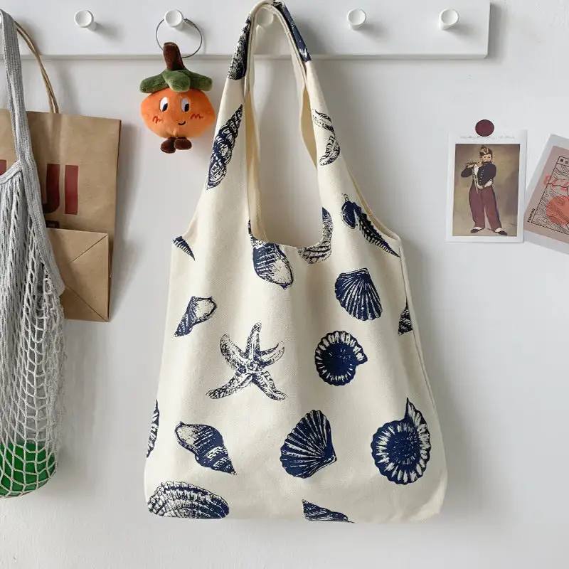 Fresh Shell Print Canvas Bag