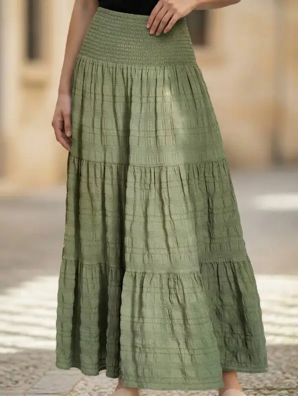 Elastic Waist Pocket Maxi Skirt
