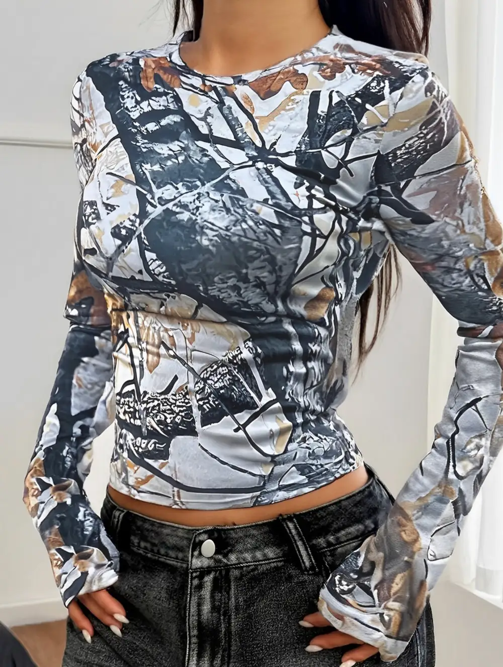 Print Long Sleeve Base Layer Tee