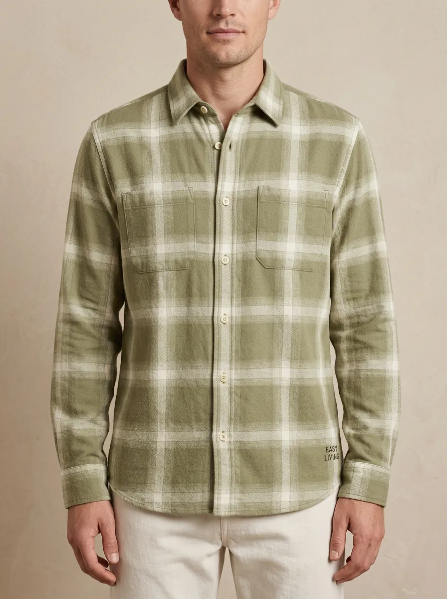 Cozy Plaid Long-Sleeve Men's Long-Sleeve Shirt