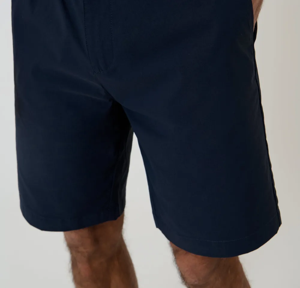 Men's Navy Regular-Fit Elastic-Waist Stretch Chino Shorts