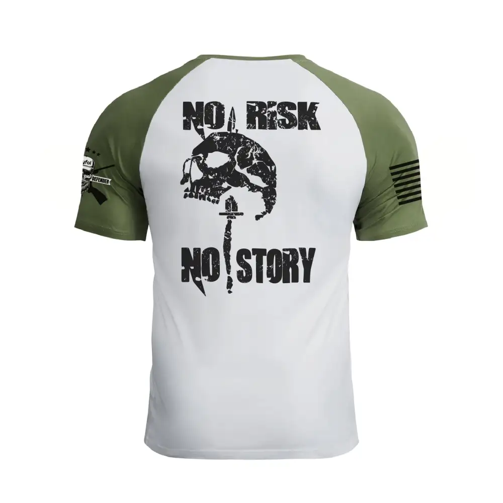 NO RISK NO STORY RAGLAN GRAPHIC TEE