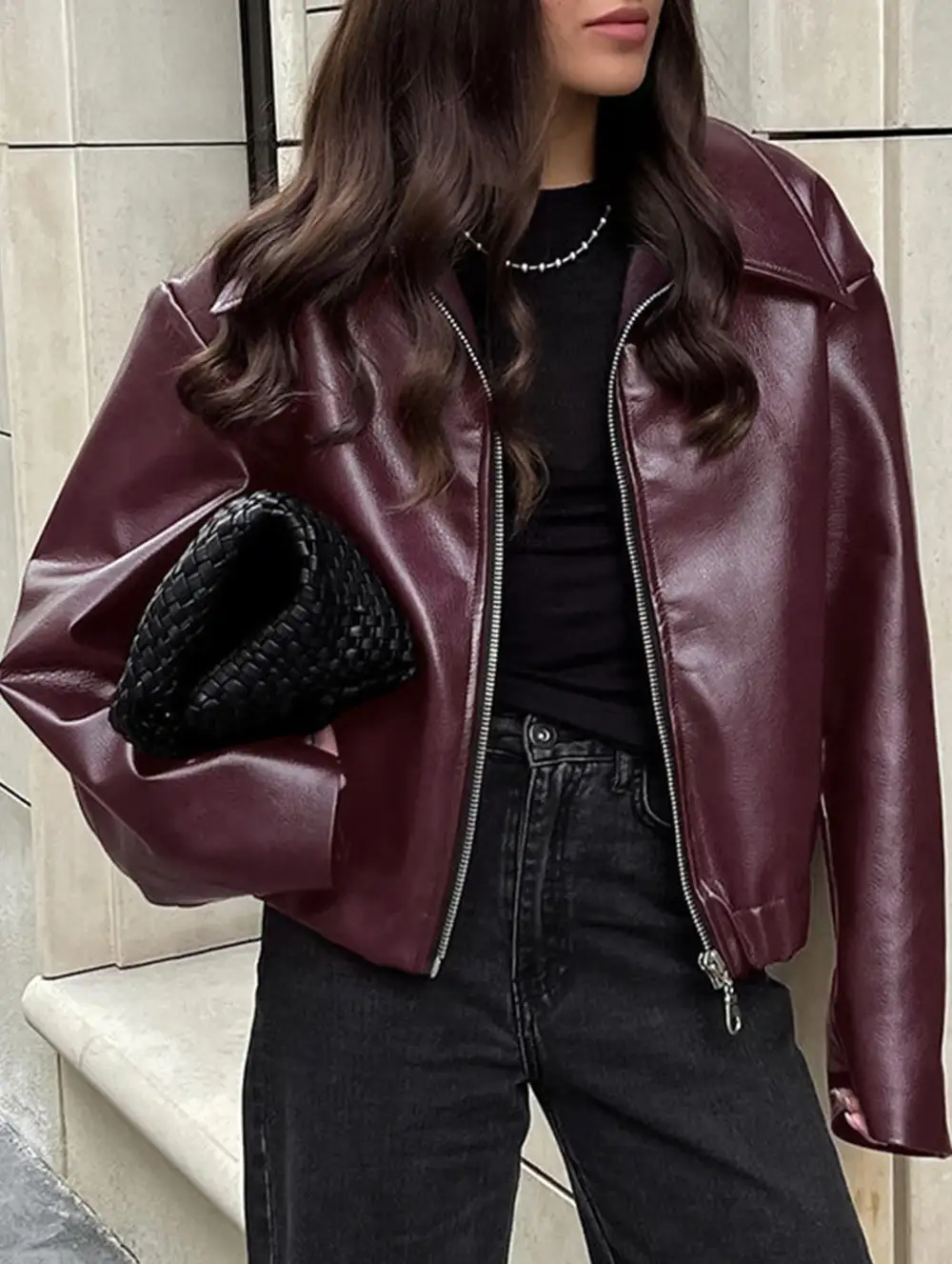 Loose Fitting Motorcycle Leather Jacket