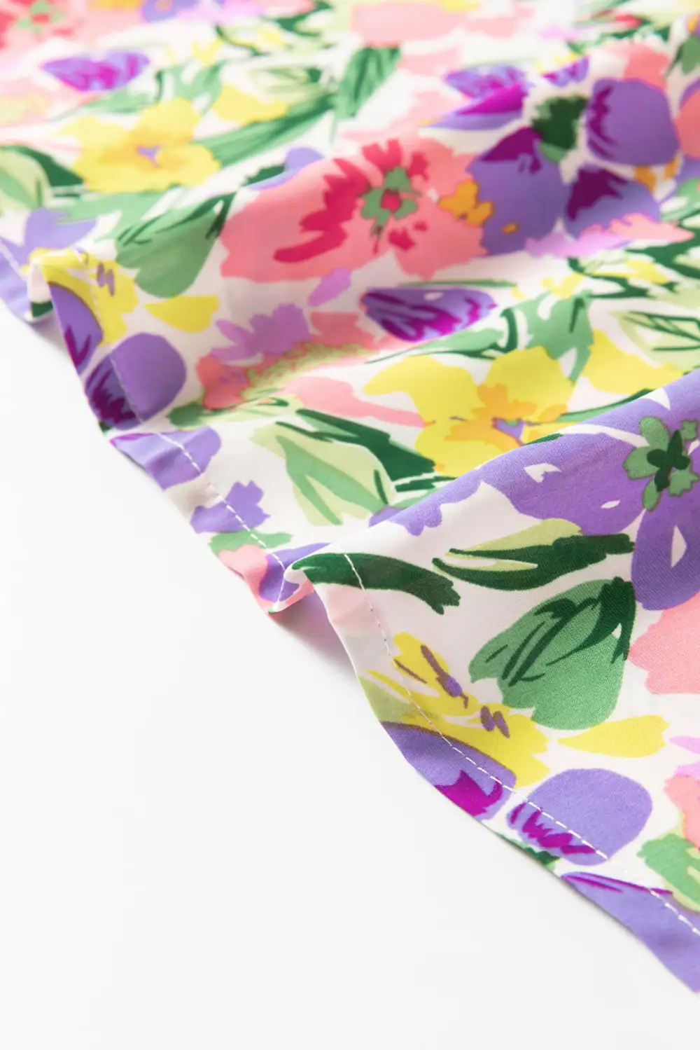 Floral Crew Neck Puff Sleeve Blouse