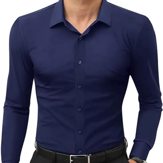 Men‘s Dress Shirts 16-Way Stretch Slim Fit Long Sleeve Button Down Shirts Wrinkle Free Traveler Shirts