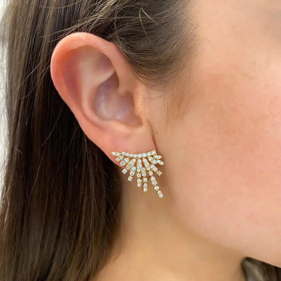 Openwork Curved Gem Detail Earrings