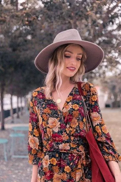 Floral Vintage Irregular Maxi Wrap Dress
