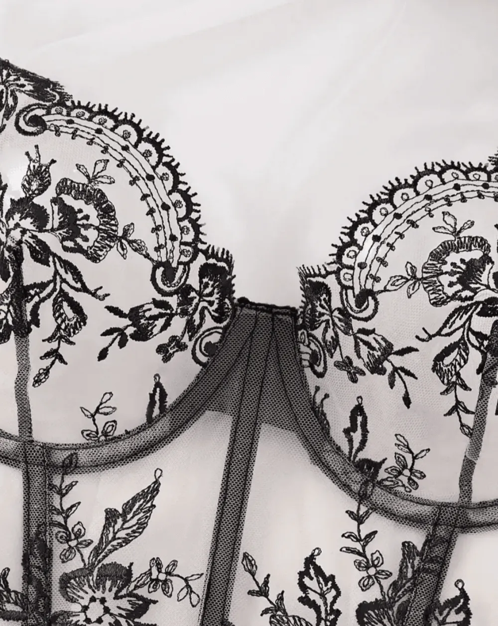 Embroidered Corset Lingerie Set