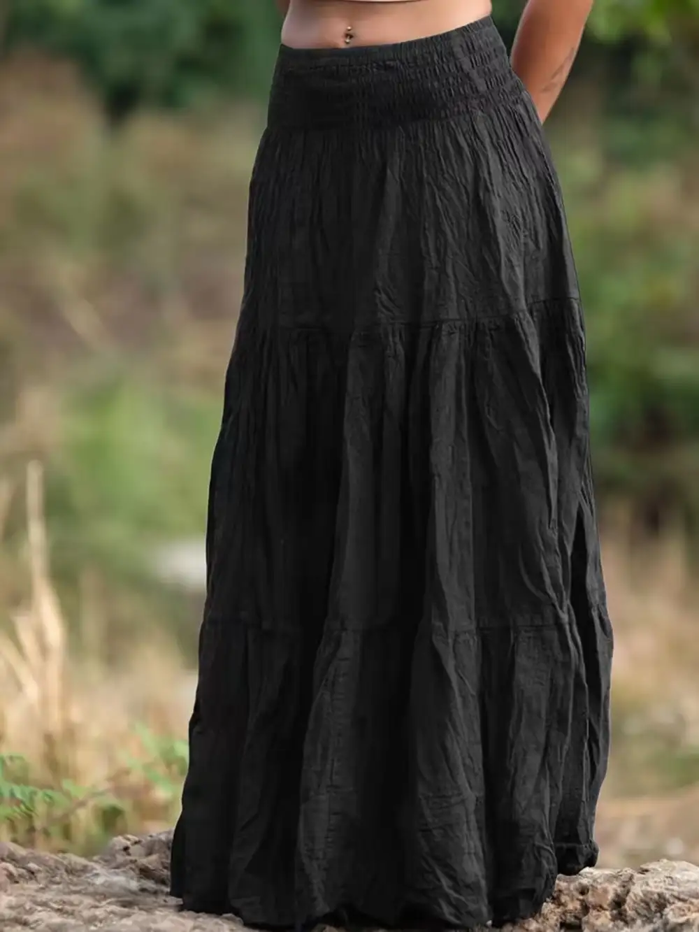 Sleek Ruched Tiered Skirt