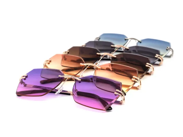 12-Pack Rimless Metal Gradient Sunglasses