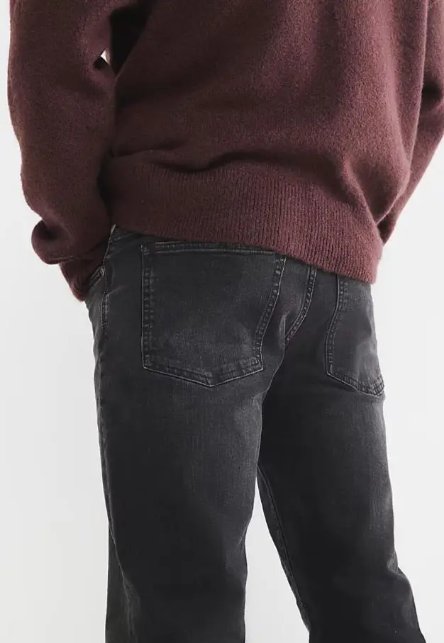 Men's Casual Skinny Washed Black Jeans