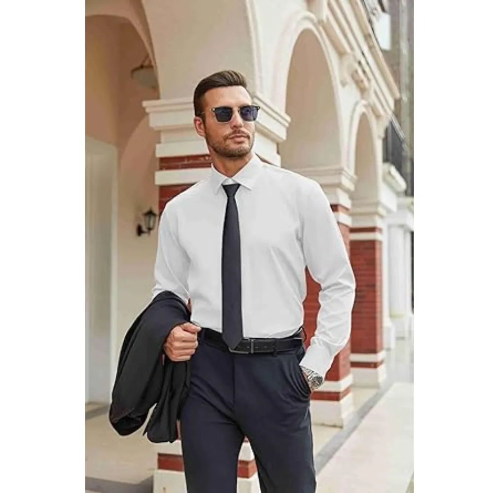 Men's Shirt Wrinkle Free Dress Shirt Long Sleeve Button Menswear