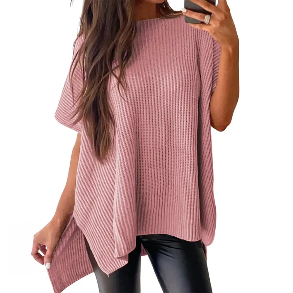 🔥Hot Sale💥 - Women's Round Neck Batwing Short Sleeve Loose Knit Top