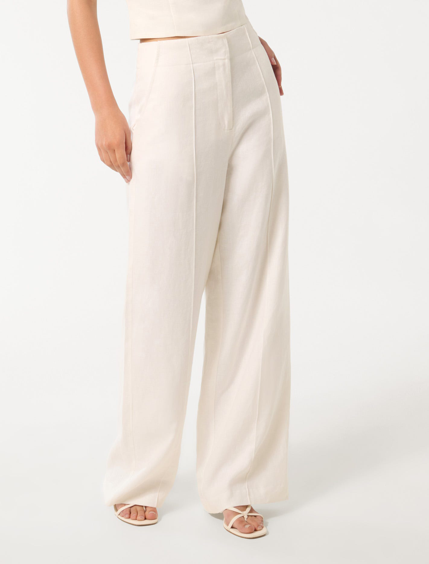 White Linen Wide-Leg Pants